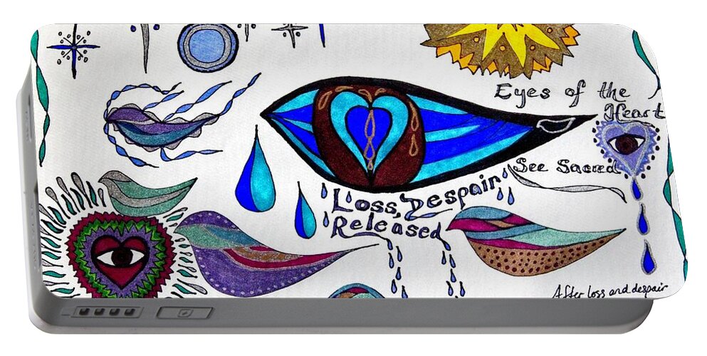 Hope Portable Battery Charger featuring the drawing Hope Restored by Karen Nice-Webb