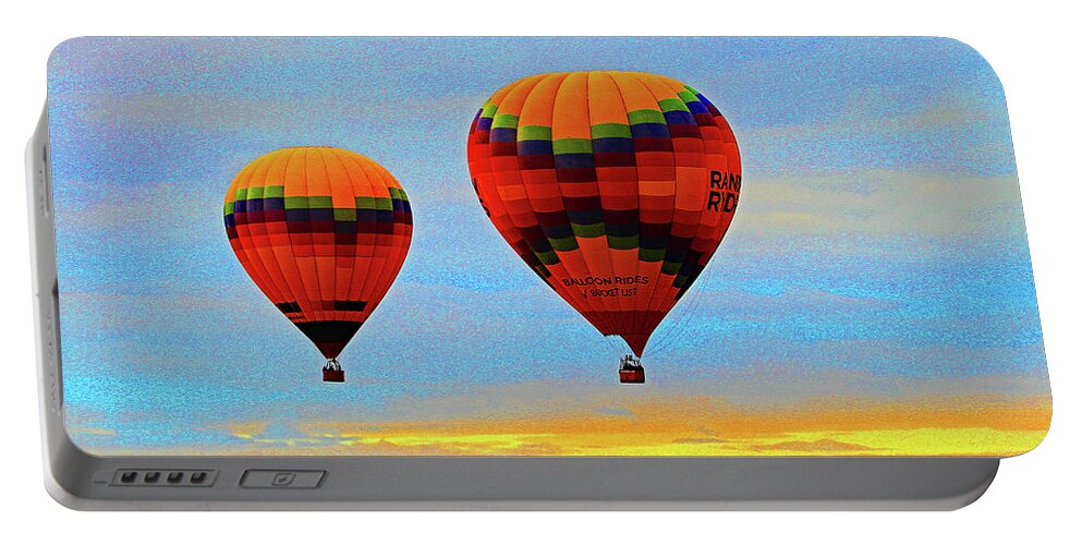 Hot Air Balloons Portable Battery Charger featuring the digital art Hot Air Balloons Over Phoenix by Tom Janca