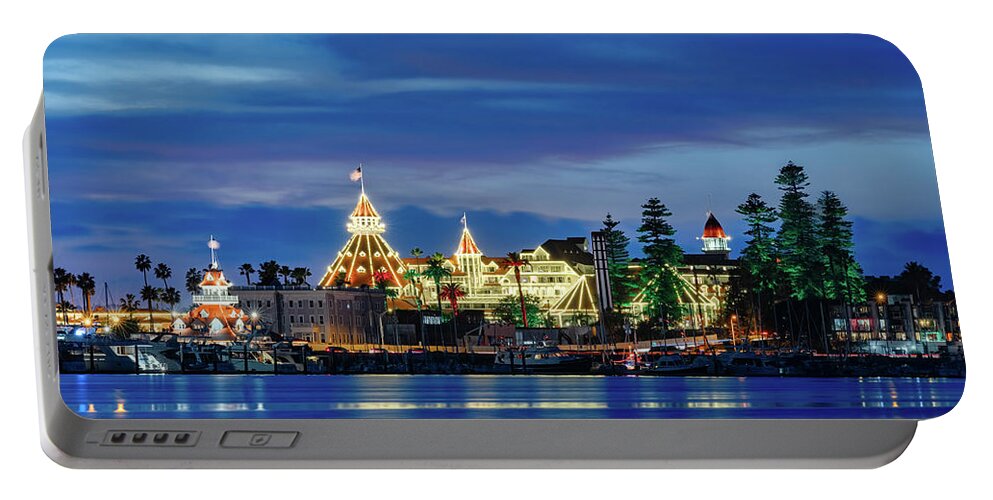 Hotel Del Coronado Portable Battery Charger featuring the photograph Hotel Christmas by Dan McGeorge