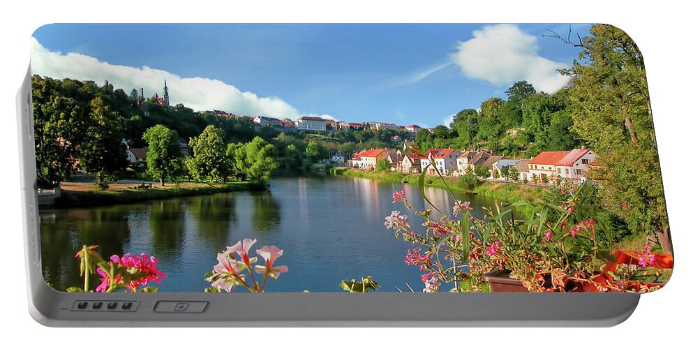 Lužnice Portable Battery Charger featuring the photograph Hotel Lazne Vista by Lorraine Baum