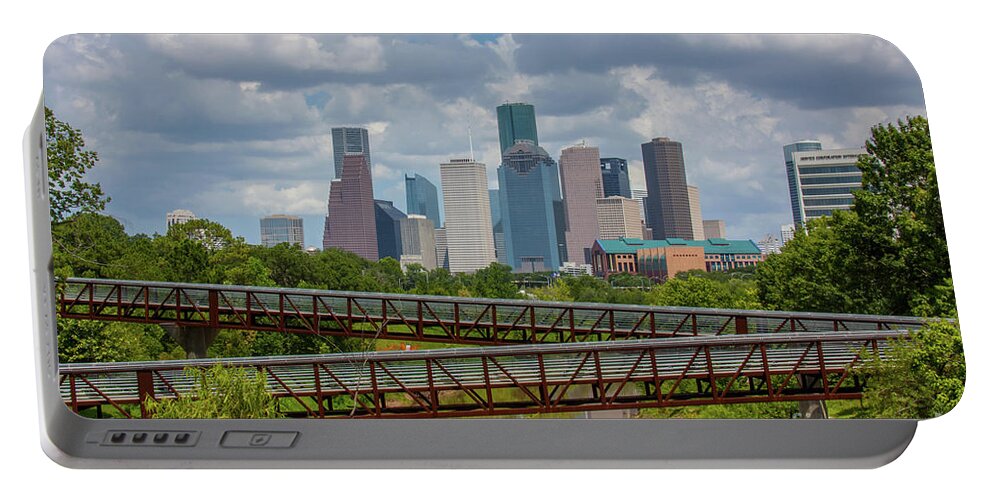 Houston Texas Portable Battery Charger featuring the photograph Houston Cityscape 2 by Jim Schmidt MN