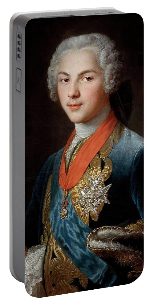 Hubert Drouais Portable Battery Charger featuring the painting Hubert Drouais / 'The Dauphin Louis de France, son of Louis XV', ca. 1745, French School. DELFIN. by Hubert Drouais -1699-1767-
