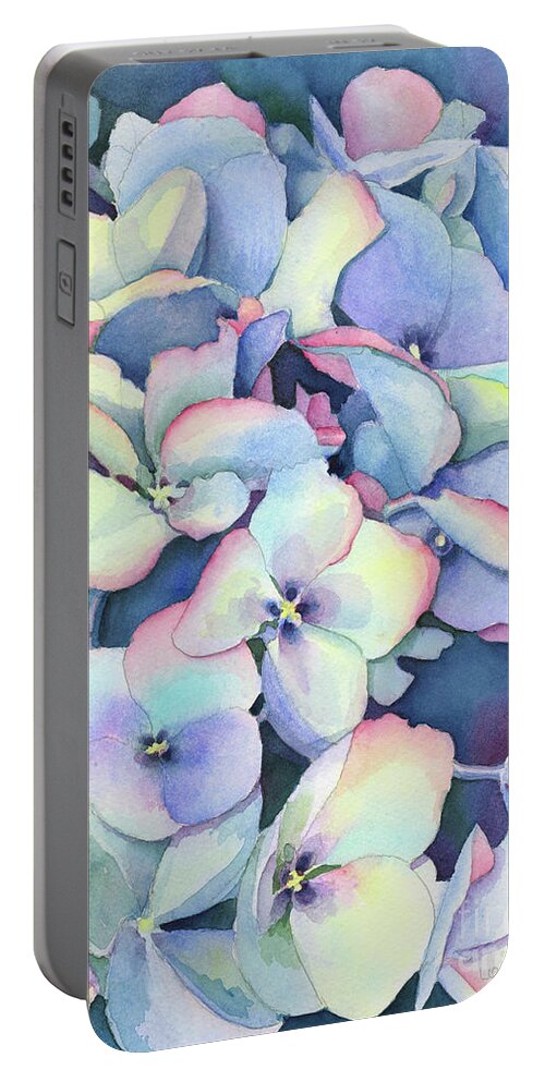Face Mask Portable Battery Charger featuring the painting Hydrangea Study by Lois Blasberg