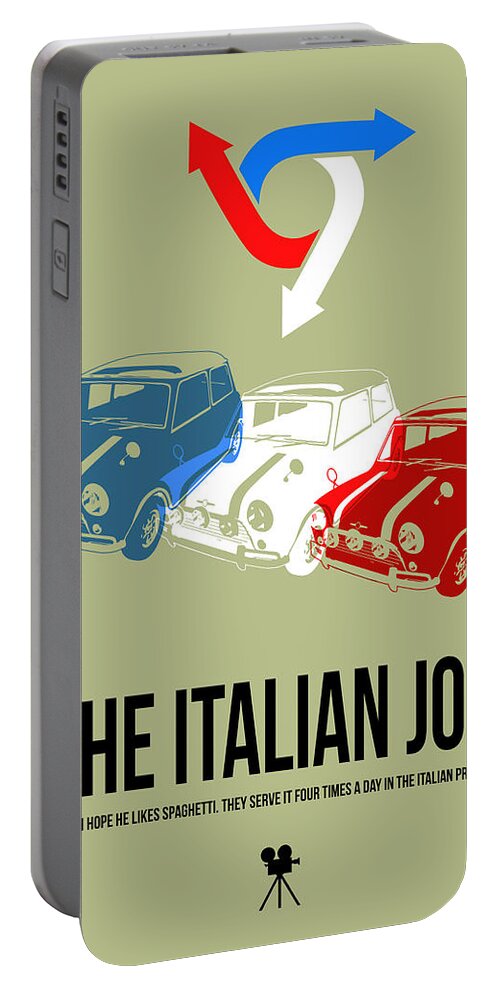 The Italian Job Portable Battery Charger featuring the digital art I Hope He Likes Spaghetti by Naxart Studio