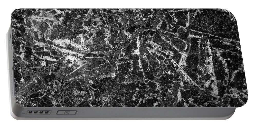 Ice Portable Battery Charger featuring the photograph Ice Abstraction II BW by David Gordon