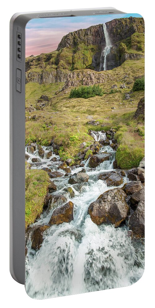 Iceland Portable Battery Charger featuring the photograph Iceland Waterfall by David Letts