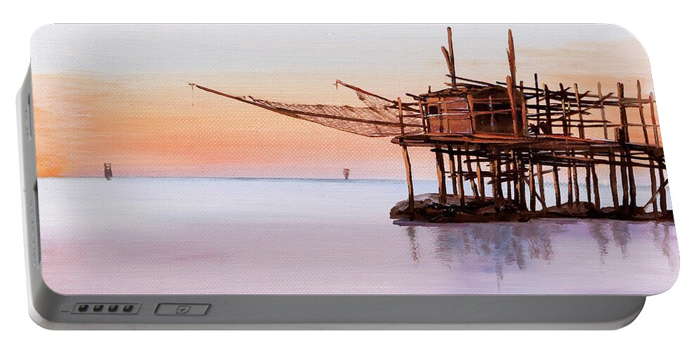 Seascape Portable Battery Charger featuring the painting Il Padellone by Guido Borelli