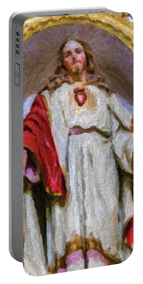Christ Portable Battery Charger featuring the photograph ILLUSTRATION Sacred Heart of Jesus Christ by Vivida Photo PC