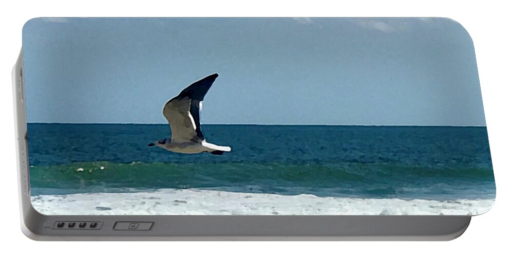 Seagull Portable Battery Charger featuring the photograph In Flight by Tom Johnson