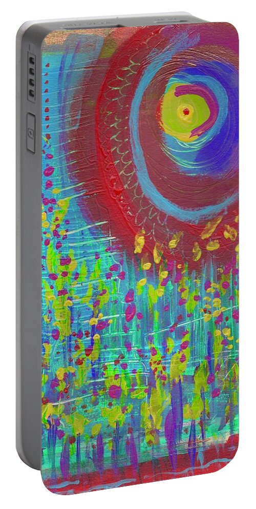 Garden Portable Battery Charger featuring the painting In The Garden II by Jason Nicholas