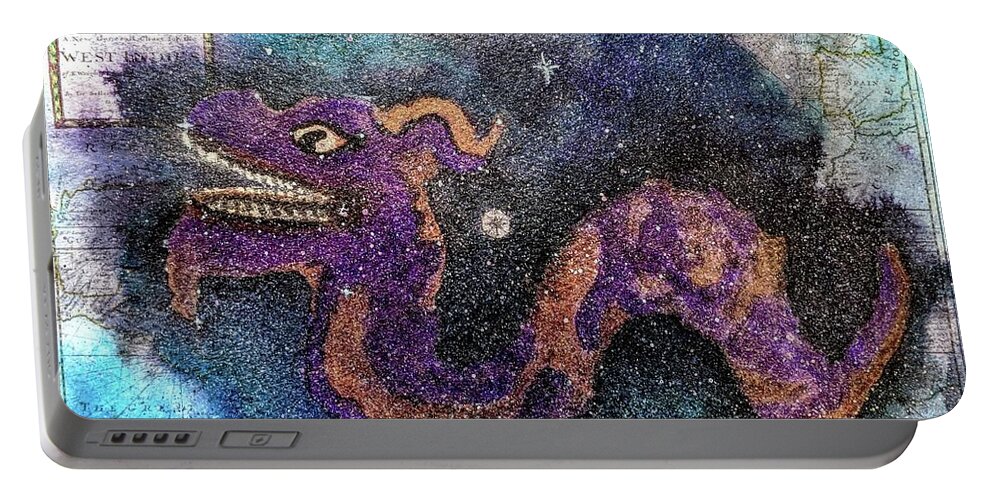 Dragon Portable Battery Charger featuring the painting In the Night Sky by Misty Morehead