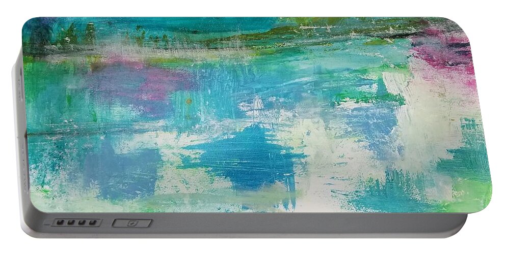 Abstract Portable Battery Charger featuring the painting In the Now by Patricia Byron