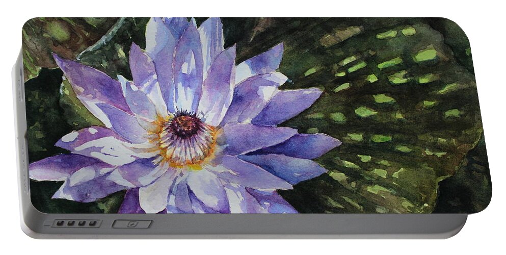 Flower Portable Battery Charger featuring the painting In The Spotlight by Mary McCullah