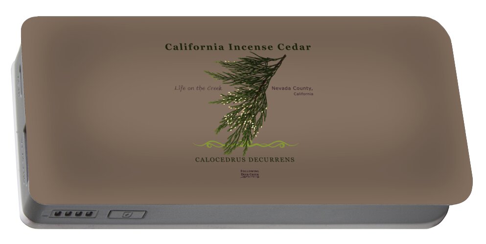 Tree Portable Battery Charger featuring the digital art Incense Cedar - brpwn text by Lisa Redfern