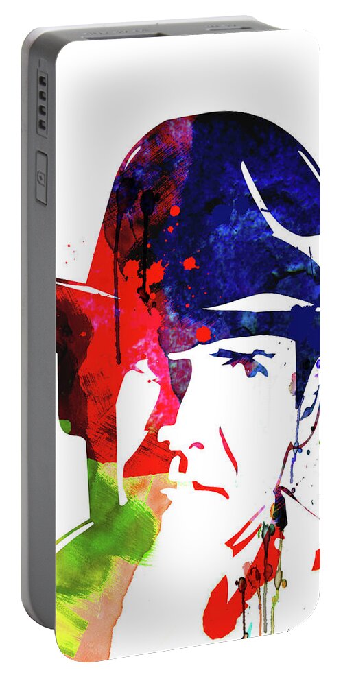Movies Portable Battery Charger featuring the mixed media Indiana Jones Watercolor by Naxart Studio