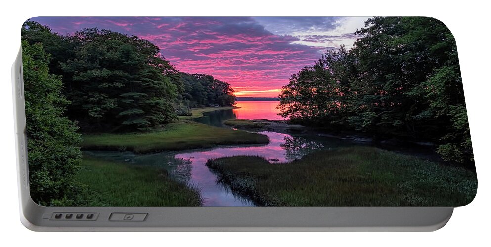 South Freeport Harbor Maine Portable Battery Charger featuring the photograph Inlet Sunrise by Tom Singleton