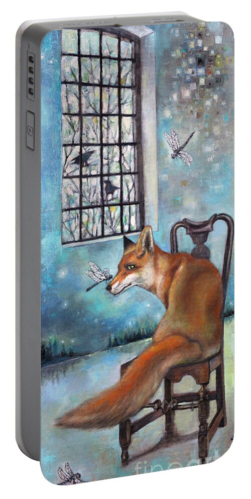 Fox Portable Battery Charger featuring the painting Inside Forest by Manami Lingerfelt