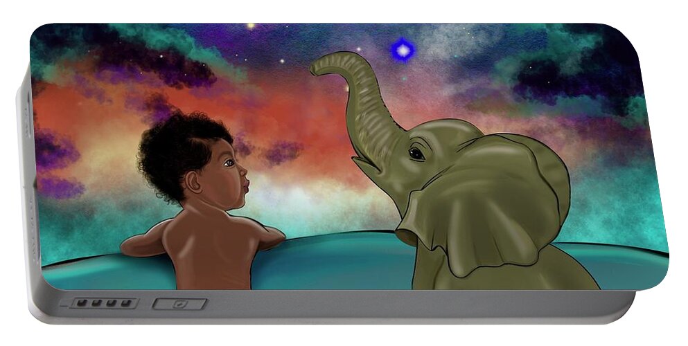 Elephant Portable Battery Charger featuring the painting Inspired by Artist RiA