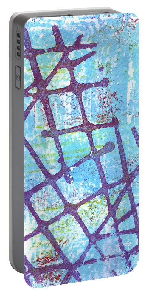 Monoprint Portable Battery Charger featuring the painting Intersections 2 by Tonya Doughty
