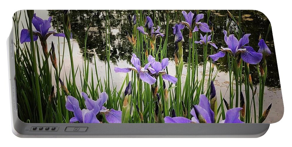 Flowering Iris Portable Battery Charger featuring the photograph Iris 2 by Mark Egerton
