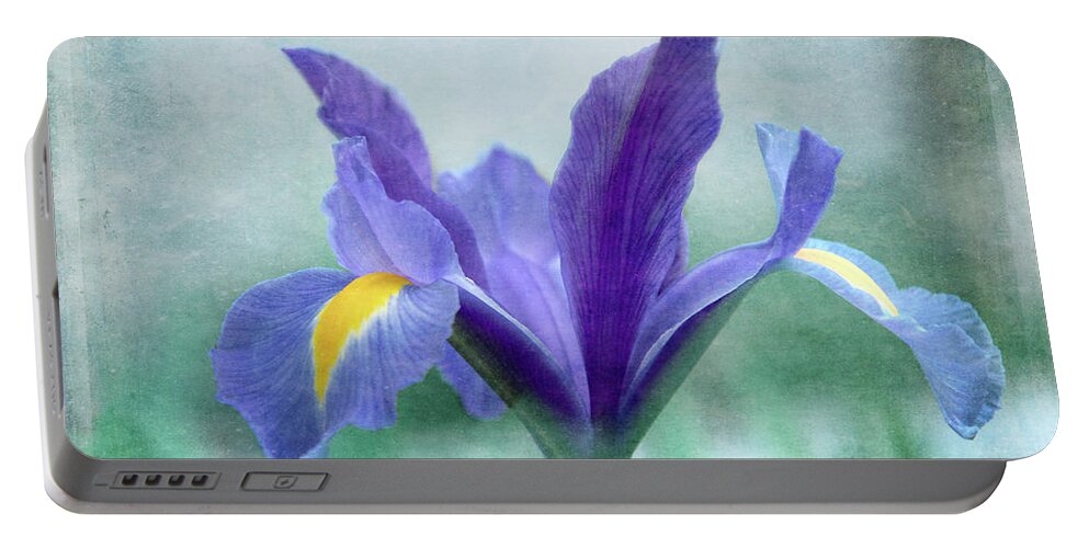 Photography Portable Battery Charger featuring the digital art Iris on Blue by Terry Davis