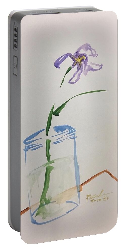 Ricardosart37 Portable Battery Charger featuring the painting Iris by Ricardo Penalver deceased