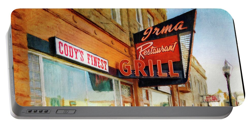 Cody Portable Battery Charger featuring the photograph Irma Restaurant and Grill by Craig J Satterlee