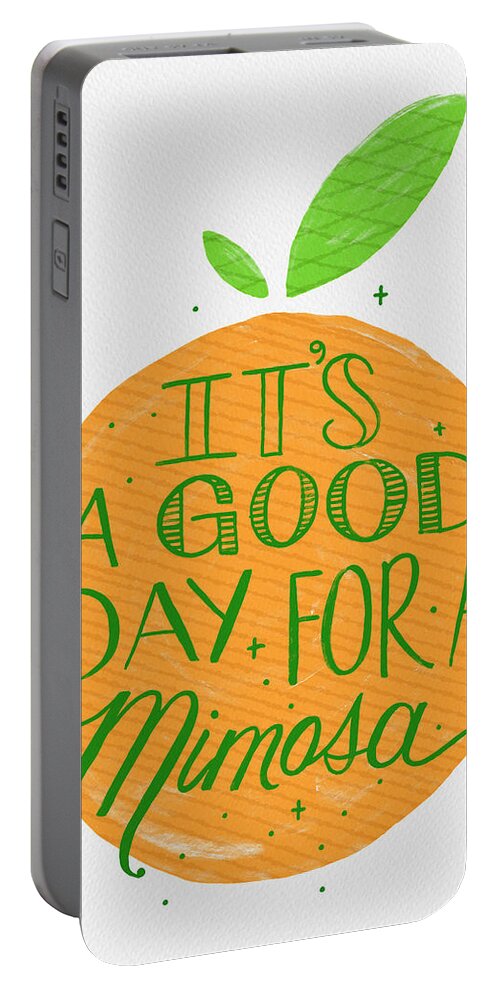 Mimosa Portable Battery Charger featuring the painting It is a Good Day for a Mimosa by Jen Montgomery