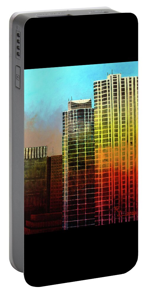 Austin Portable Battery Charger featuring the painting It Takes A Rainbow by Renee Logan