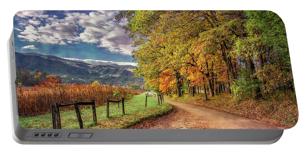 Cades Cove Portable Battery Charger featuring the photograph It's Finally Fall by Marcy Wielfaert