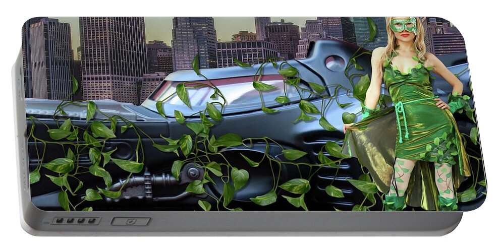 Cosplay Portable Battery Charger featuring the photograph Ivy Held Batmobile by Jon Volden