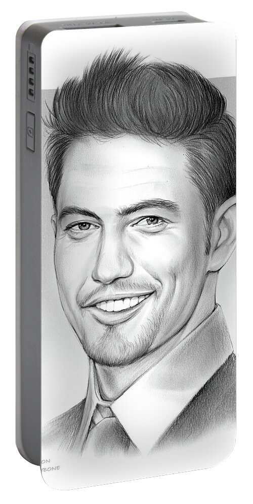 Pencil Portable Battery Charger featuring the drawing Jackson Rathbone by Greg Joens