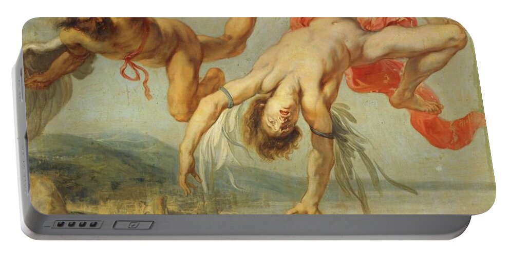 Daedalus Portable Battery Charger featuring the painting Jacob Peter Gowy / 'The Fall of Icarus', 1636-1637, Oil on canvas, 195 x 180 cm, P01540. DAEDALUS. by Jacob Peter Gowy -c 1615-c 1661-