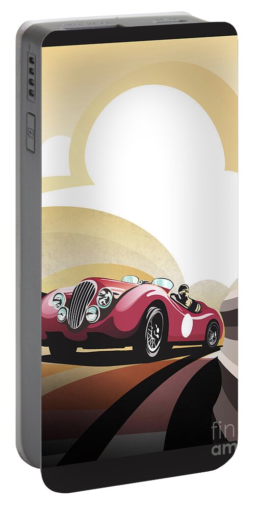Classic Car Portable Battery Charger featuring the painting Jaguar XK 120 by Sassan Filsoof