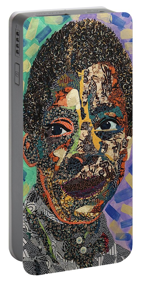 James Baldwin - The Fire Next Time Is From My Black Icon Series And Just Captures The Poet Portable Battery Charger featuring the mixed media James Baldwin The Fire Next Time by Apanaki Temitayo M