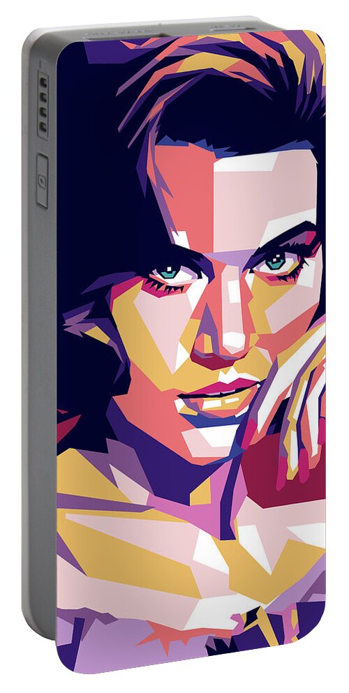 Jane Fonda Portable Battery Charger featuring the digital art Jane Fonda by Movie World Posters