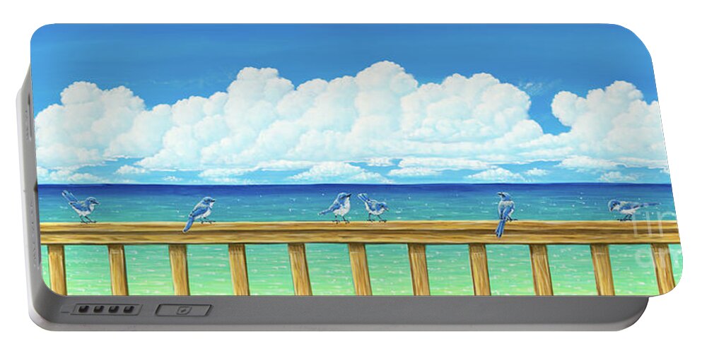Seascape Portable Battery Charger featuring the painting Jay Walkers by Elisabeth Sullivan