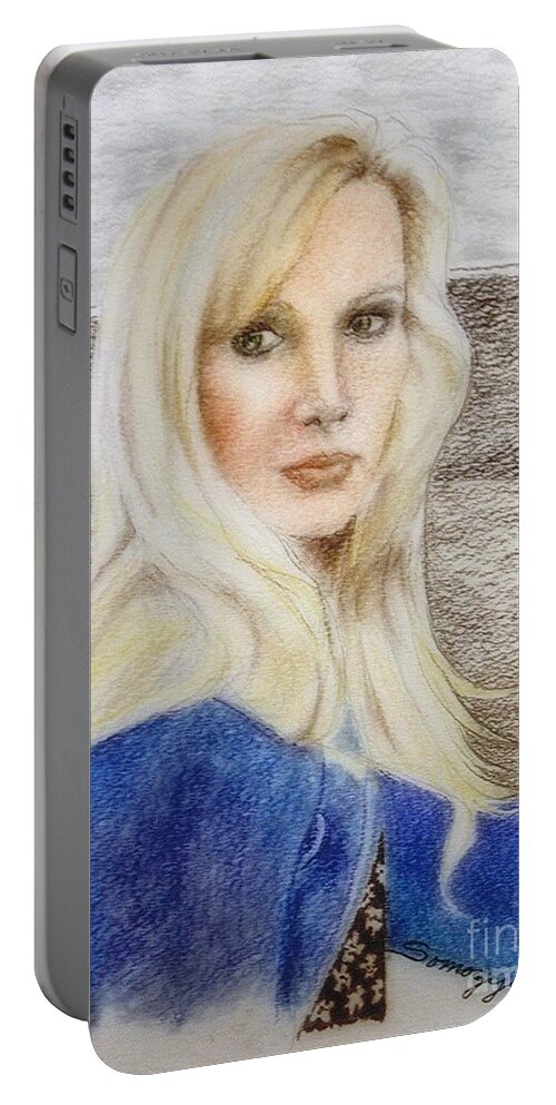 Jennifer Knight Portable Battery Charger featuring the pastel Jennifer Knight Cover #4 by Jayne Somogy