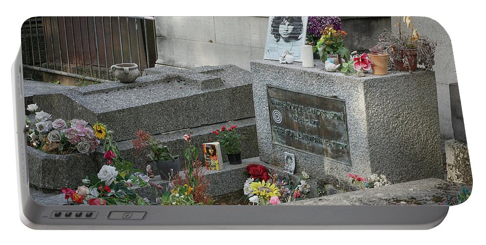 Jim Morrison Portable Battery Charger featuring the photograph Jim Morrison's Grave by Jim Mathis