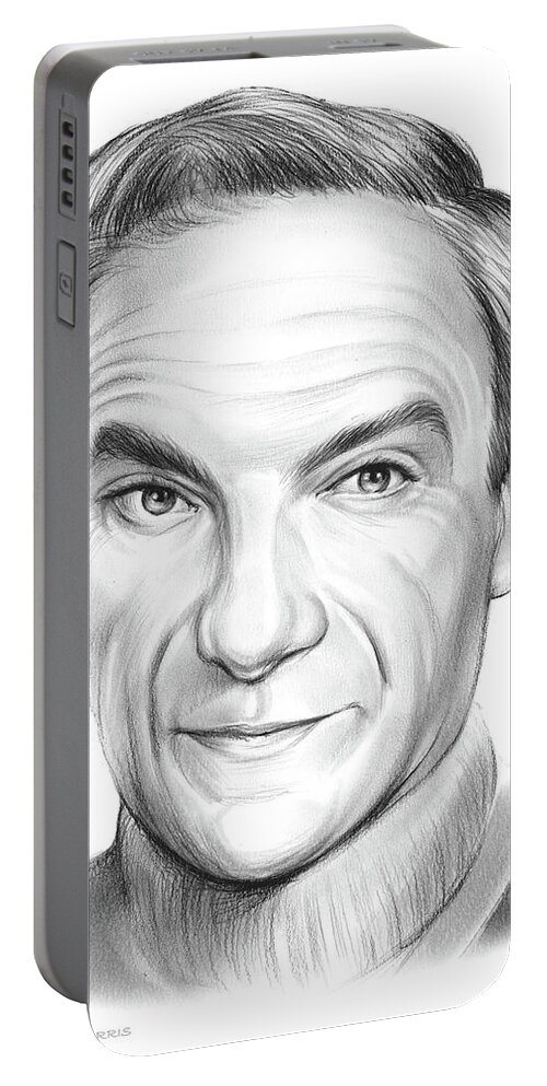 Jonathan Harris Portable Battery Charger featuring the drawing Jonathan Harris by Greg Joens