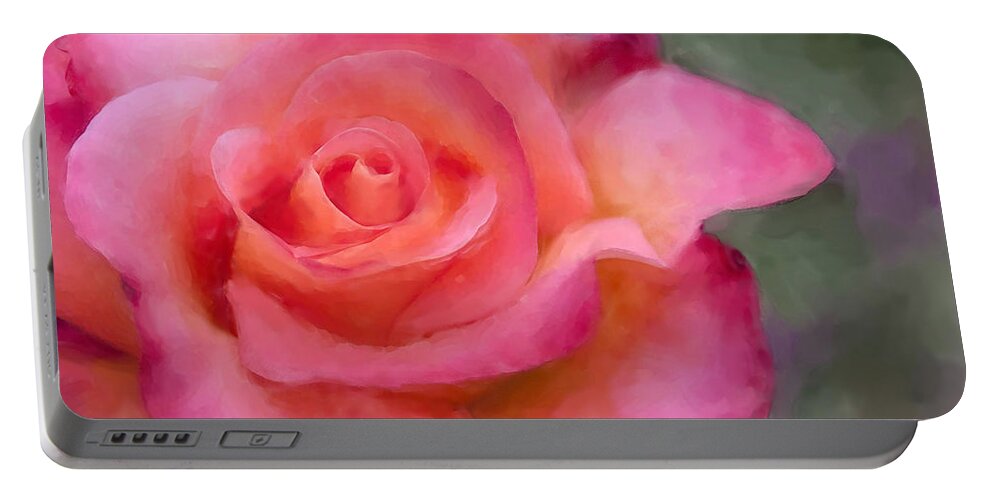Painted Rose Portable Battery Charger featuring the painting Judy's Rose by Jeanette Mahoney