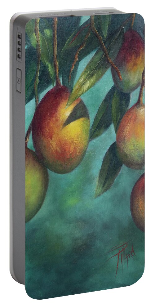 Mangos Portable Battery Charger featuring the painting Florida Mangos by Lynne Pittard