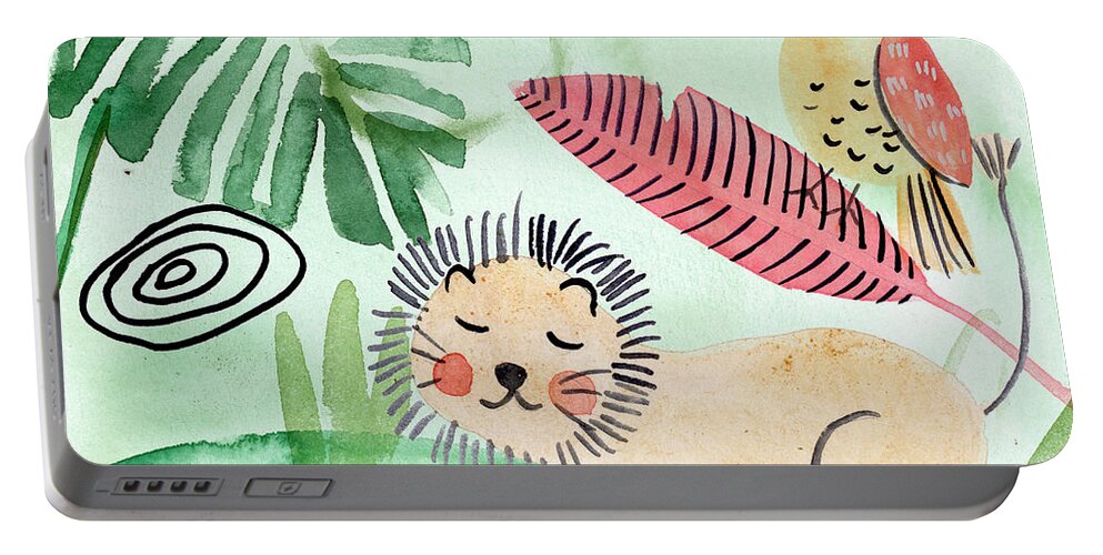 Animals & Nature+safari & Zoo Portable Battery Charger featuring the painting Jungle Of Life Collection A by Melissa Wang