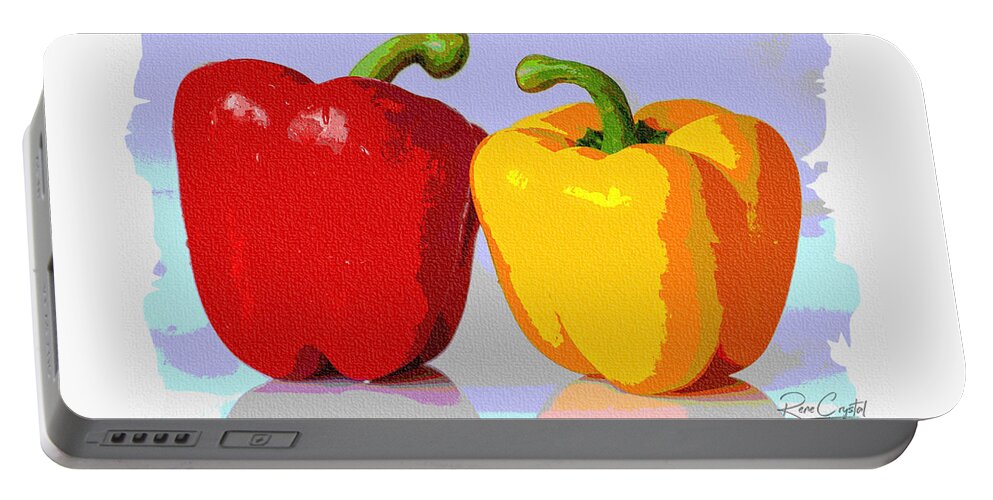 Peppers Portable Battery Charger featuring the photograph Just 2 Peppers by Rene Crystal