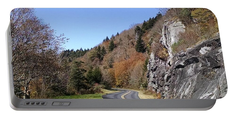 Blue Ridge Parkway Portable Battery Charger featuring the photograph Just Around the Bend by Allen Nice-Webb