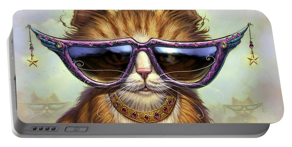 Cat Artwork. Cats Portable Battery Charger featuring the painting Just Be by Jeff Haynie