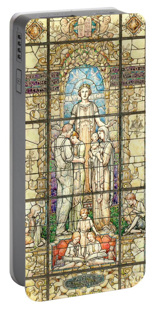 Nicola D'ascenzo Portable Battery Charger featuring the drawing Justice, the Queen of Virtues by Nicola D'Ascenzo