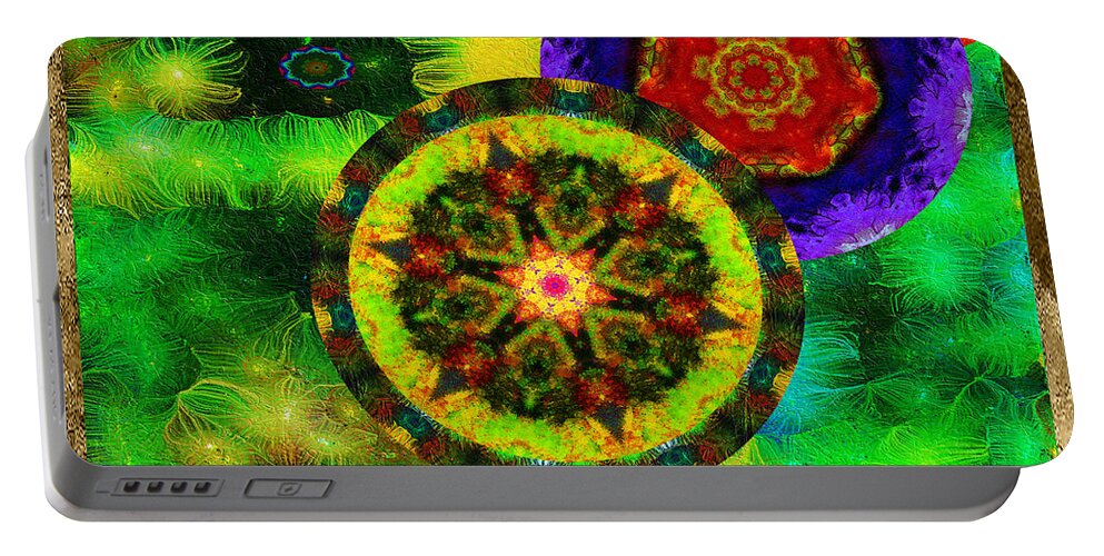 Moon Portable Battery Charger featuring the mixed media Kaleidoscope Moon for Children Gone to Soon Number - 3 Intensified by Aberjhani