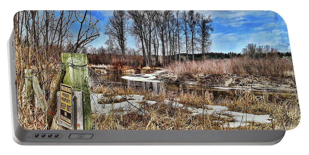 Keep Out Portable Battery Charger featuring the photograph Keep Out by Vivian Martin