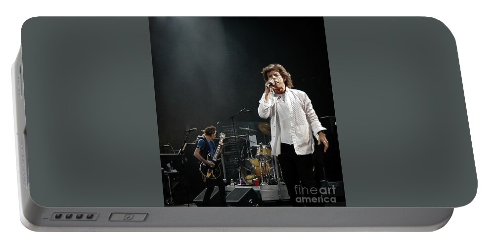 Rolling Stones Portable Battery Charger featuring the photograph Keith and Mick Snapshot by Mary Capriole